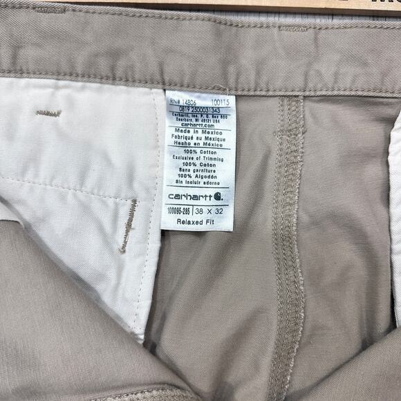 Carhartt Pants Mens 38x30 Khaki Canvas Work Utility Straight Leg 100095-285 - Picture 7 of 11